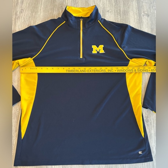Michigan Wolverines Shirt Men’s Sz Large Navy 1/4 Zip Long Sleeve Colosseum Read - Picture 9 of 12
